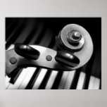 Violin Scroll over Piano Keys posters