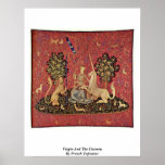 Virgin And The Unicorn By French Tapisseur Print