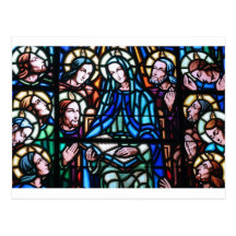 Virgin Mary stained glass window Postcard