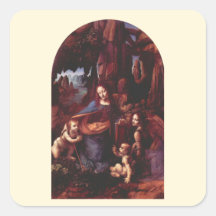 Virgin of the Rocks by Leonardo da Vinci Square Stickers