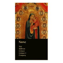 VIRGIN WITH CHILD AND ANGELS ,blue black gold Business Card Template