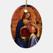 VIRGIN WITH CHILD AND SAINTS ,Blue Sapphire Gem Christmas Ornaments