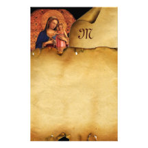 VIRGIN WITH CHILD AND SAINTS , Parchment Monogram Stationery Paper