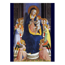 VIRGIN WITH CHILD AND SAINTS , Parchment Postcard