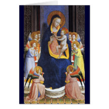 VIRGIN WITH CHILD ANGELS AND SAINTS ,Blue Sapphire Greeting Cards