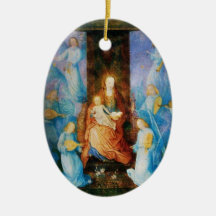 VIRGIN WITH CHILD -CONCERT OF ANGELS,Blue Sapphire Christmas Ornament