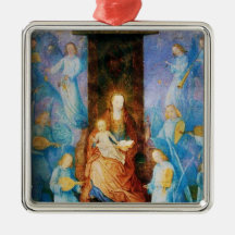 VIRGIN WITH CHILD -CONCERT OF ANGELS,Blue Sapphire Christmas Ornaments