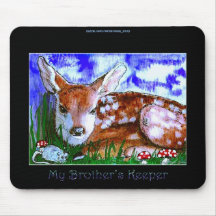 Virginia Deer Fawn & Mouse Baby Animal Art Mouse Pads
