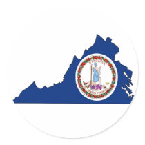 Virginia Flag Map Round Stickers