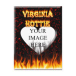 Virginia Hottie fire and red marble heart. postcards