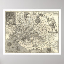 Virginia John Smith Map 1624 Poster