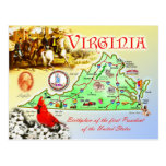 Virginia State Map Postcards
