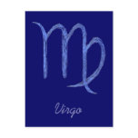 Virgo. Zodiac Astrological Sign. Blue. Custom postcards
