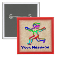 Virgo Zodiac Star Sign Running Rainbow Girl Button
