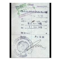 Visa & Entry Stamps from Communist East Germany Post Card