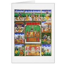 Vishnu in the centre of his ten avatars, Jaipur, R Greeting Cards