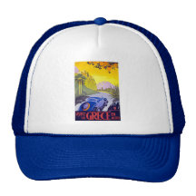 Visit Greece By Car - Vintage Travel Hats