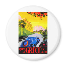 Visit Greece ~ Vintage Automobile Travel Ad Refrigerator Magnets