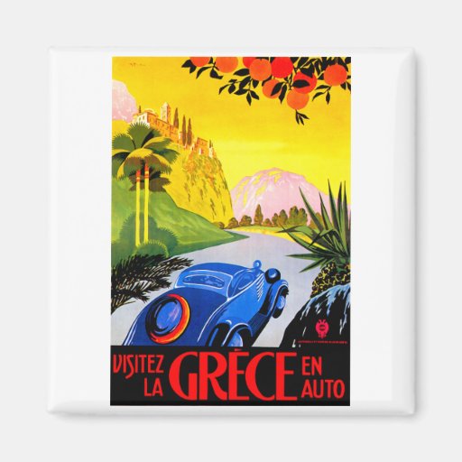 Visit Greece ~ Vintage Automobile Travel Ad Magnets