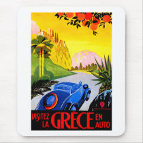 Visit Greece ~ Vintage Automobile Travel Ad Mouse Pad