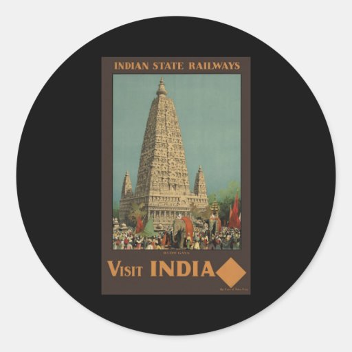 Visit India Budh Gaya Round Sticker