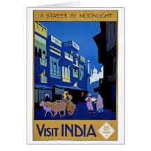 Visit India Vintage Travel Art Greeting Cards