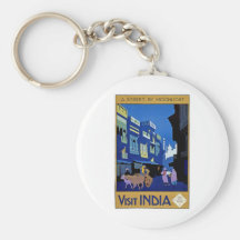 Visit India Vintage Travel Art Key Chain