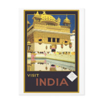 Visit India Vintage Travel Art Postcard