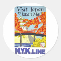 Visit Japan By Mail - N.Y.K. Lines Round Sticker