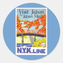 Visit Japan By Mail - N.Y.K. Lines Round Stickers