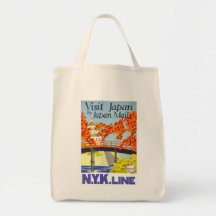 Visit Japan Vintage Travel Art Canvas Bag