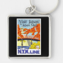 Visit Japan Vintage Travel Art Key Chain