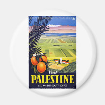 Visit Palestine 2 Holy Land Vintage Travel Art Magnet