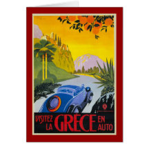 Visitez La Grece En Auto Retro Holiday Poster Cards