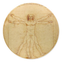Vitruvian Man by Leonardo da Vinci Round Sticker