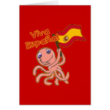 Viva Espana with Octopus Soccer Tshirt Greeting Cards
