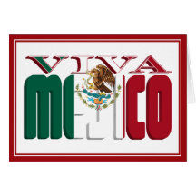 VIVA MEJICO Mexican Flag Text Greeting Cards