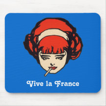 Vive La France Bleu Blanc Rouge Smoking Girl Mousepads