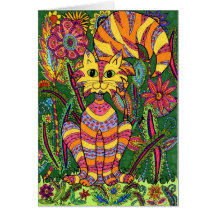 Vivid Garden Cat 2 Greeting Card