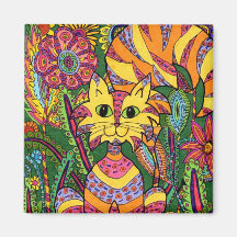 Vivid Garden Cat 2 Magnet