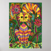 Vivid Garden Cat 2 Print