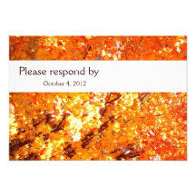 Vivid Orange Fall Leaves RSVP with envelope Invitation