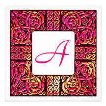 Vivid Rose Celtic Monogrammed Wedding Invitation