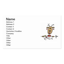 Vixen Reindeer Christmas Tshirts and Gifts Business Card Templates