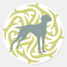 Vizsla Dog Design (lime & slate) Round Sticker