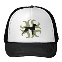 Vizsla Dog Tribal (green and black) Hats