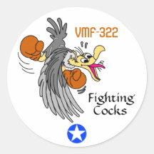 VMF-322 SQ fFIGHTING COCKS Round Stickers