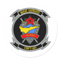 VMFA-401 Adversaries Snipers Round Sticker