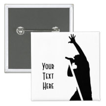 Vocalist Silhouette Pinback Buttons