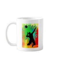 Volley Ball Service Fireworks Coffee Mugs